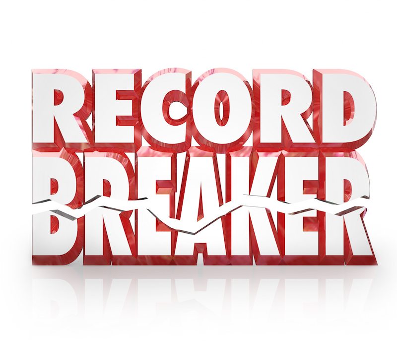 Record Breaker 3D words top or best score in competition to illustrate winning a game or challenge